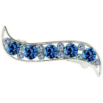 Karen Marie - Large Crystal Wave Barrette - Dark Blue (1)